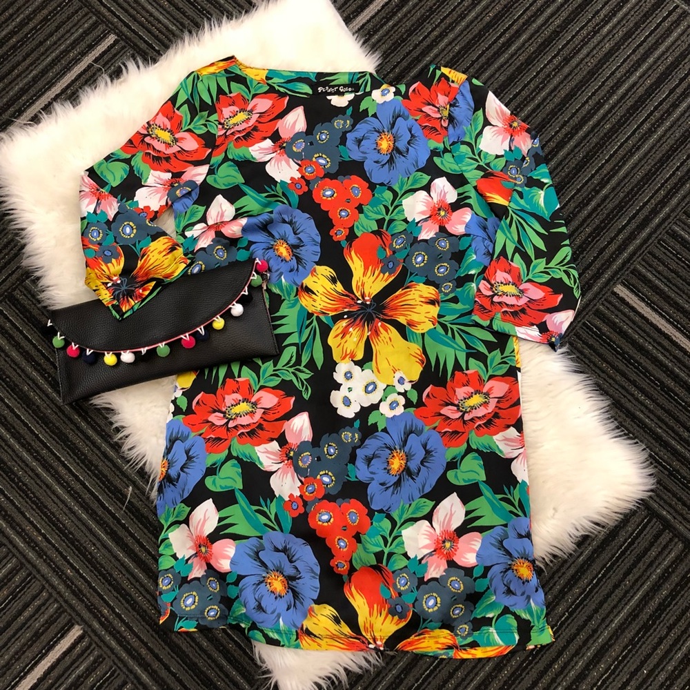 Planet Gold Size med. Tropical Floral print dress